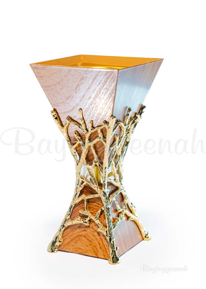 WOOD AND GOLD INCENSE BURNER